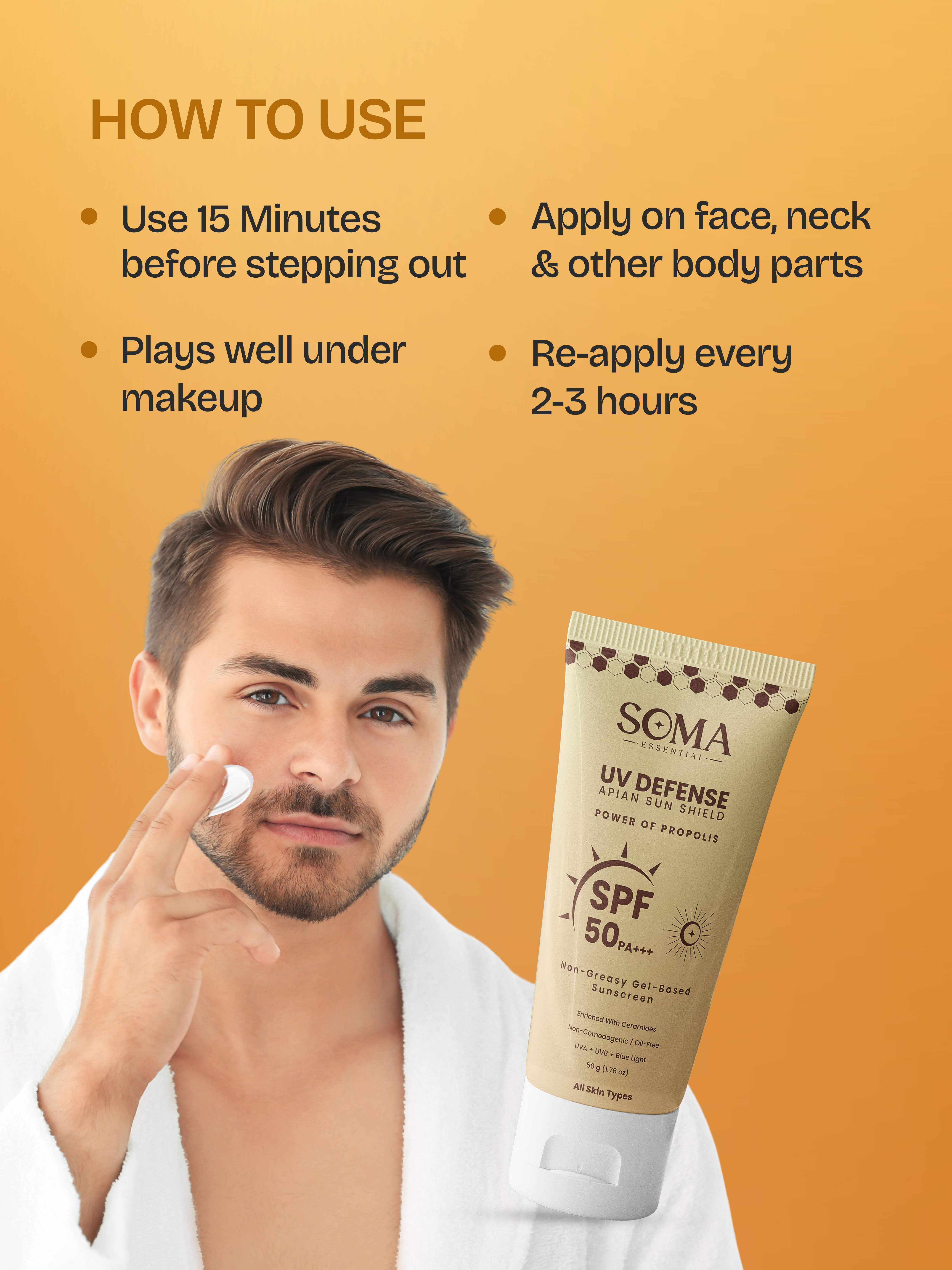 Propolis Based Apian Sunshield, 4% Niacinamide & Ceramides