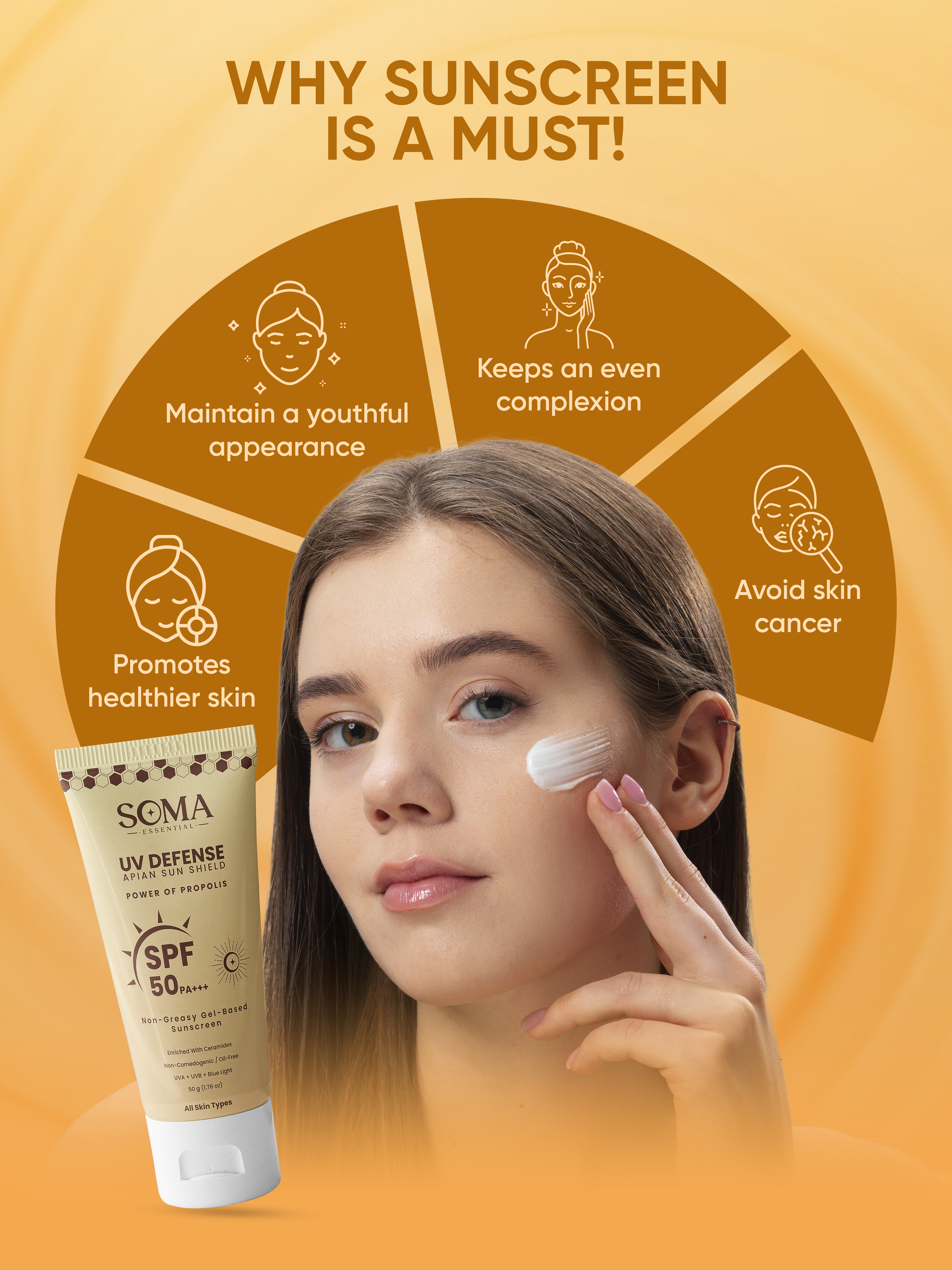 Propolis Based Apian Sunshield, 4% Niacinamide & Ceramides