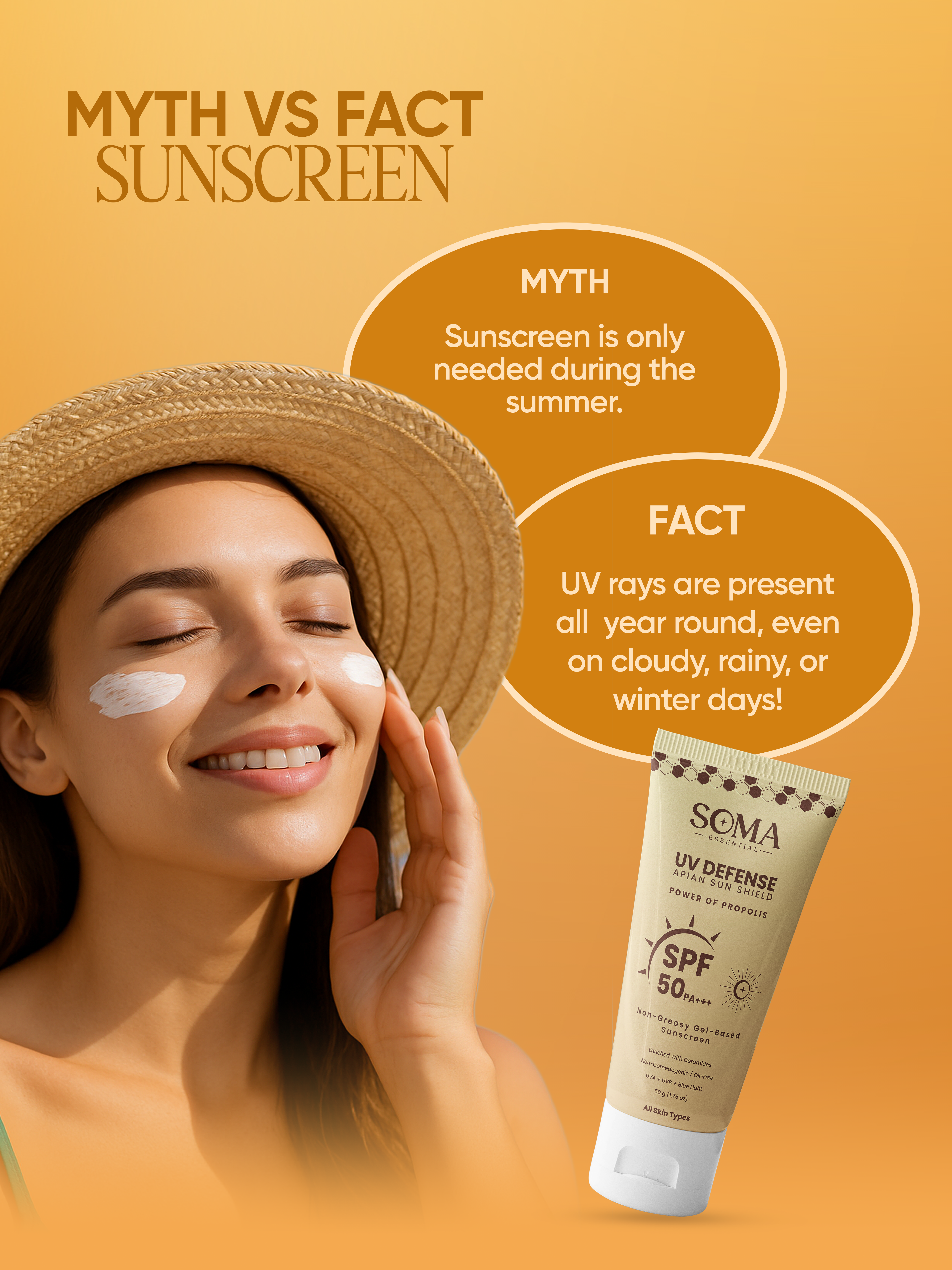 Propolis Based Apian Sunshield, 4% Niacinamide & Ceramides