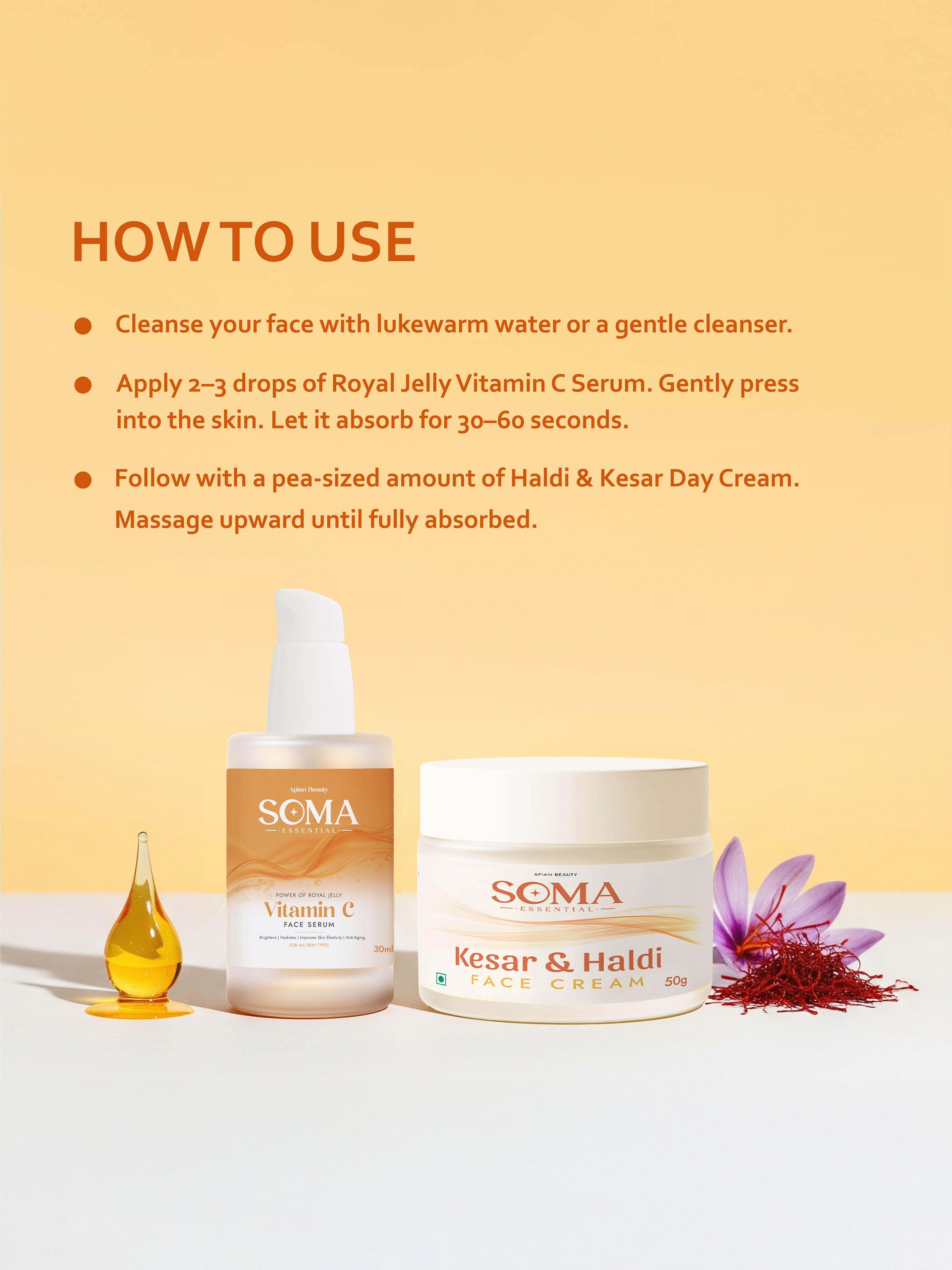 Apian Morning Glow Ritual - Vitamin C Serum + Haldi Kesar Cream