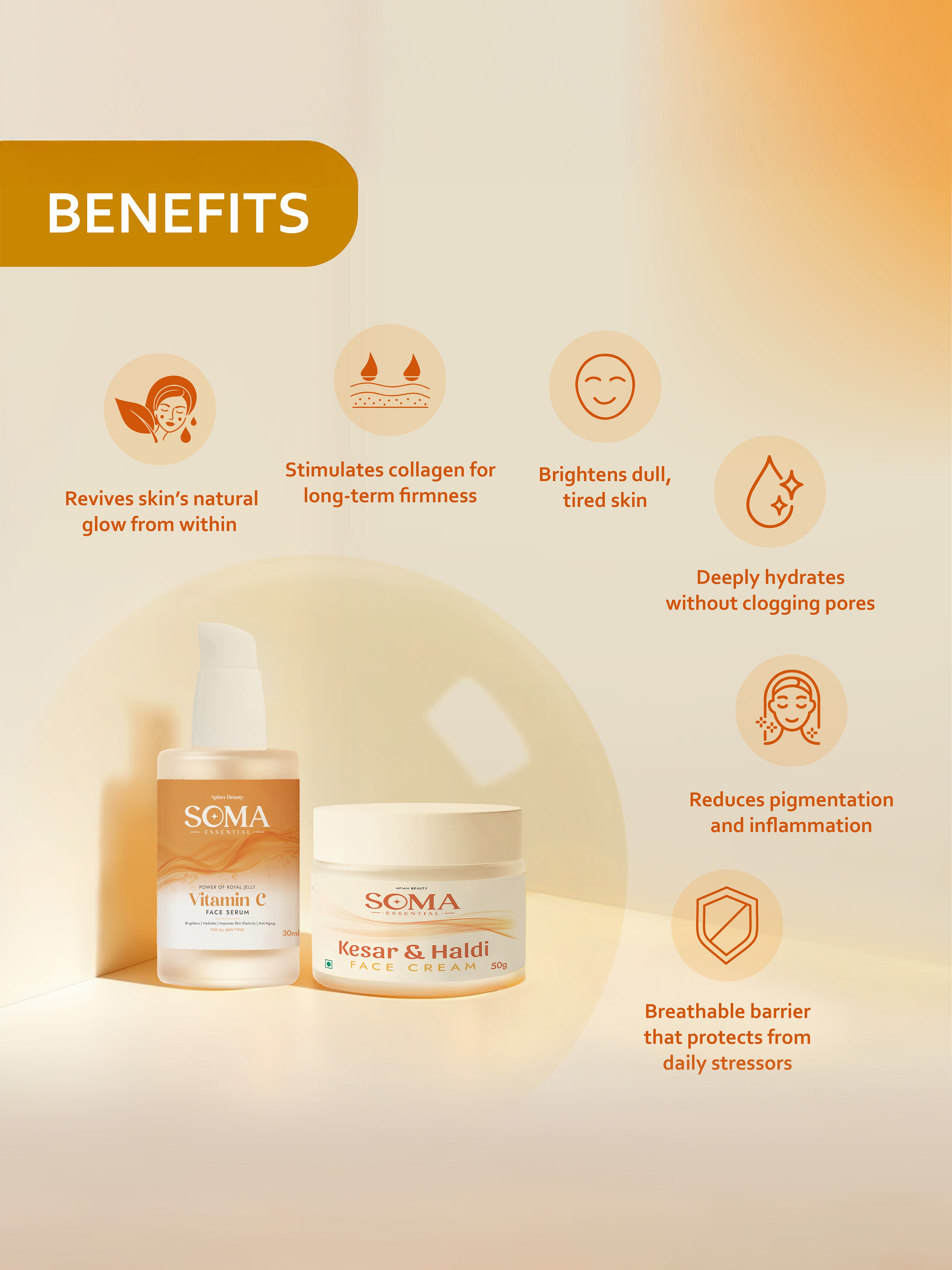 Apian Morning Glow Ritual - Vitamin C Serum + Haldi Kesar Cream