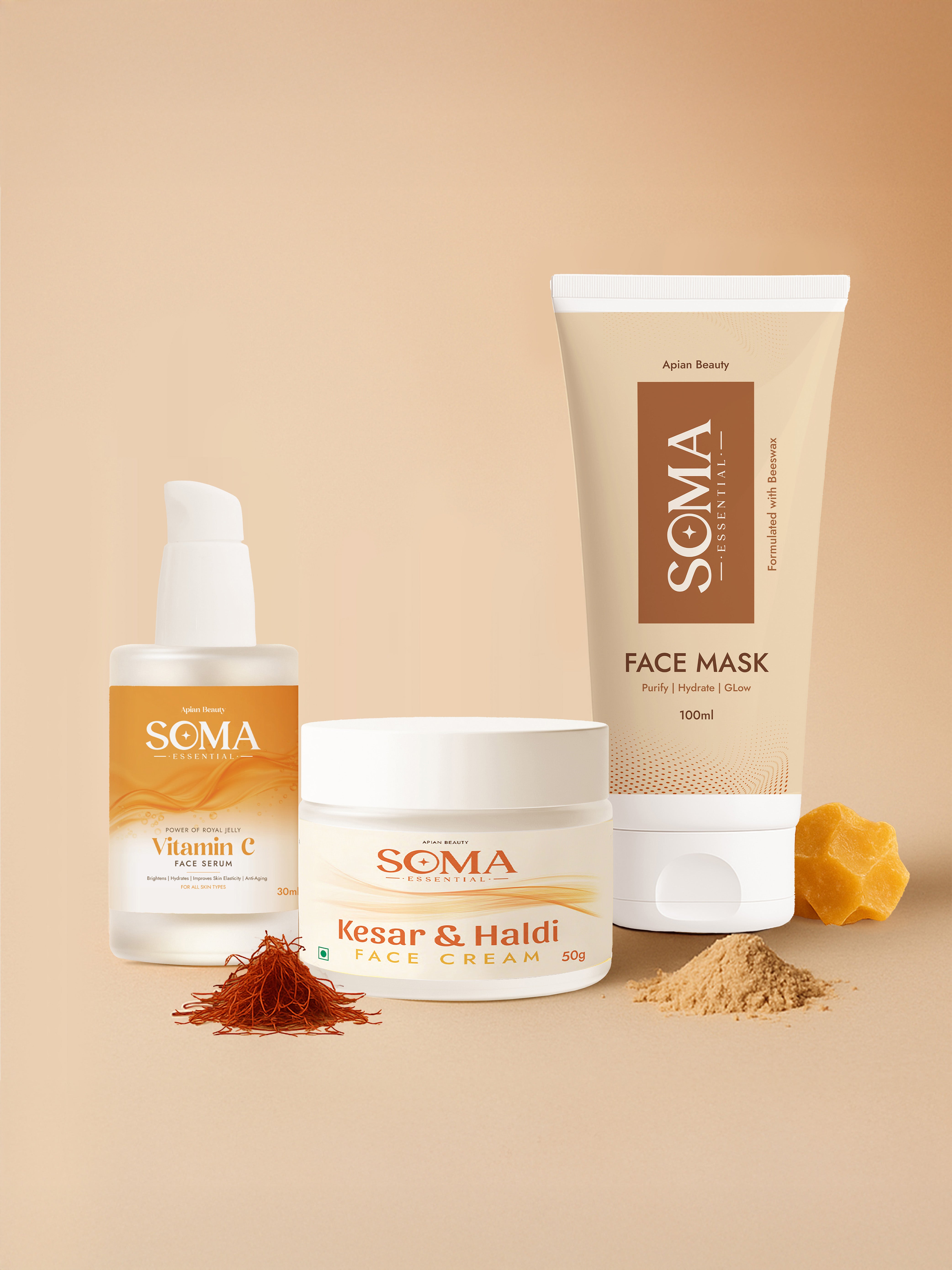 D-Tan Mask +  Royal Jelly Vitamin C Serum + Day cream For Weekly Glow